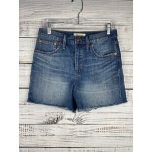Madewell High Rise Denim Shorts 28 Stretch Cut Off Medium Wash F7019 3.5” Long